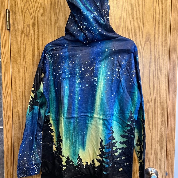 Unisex hoodie Forest/aurora print - Picture 2 of 2